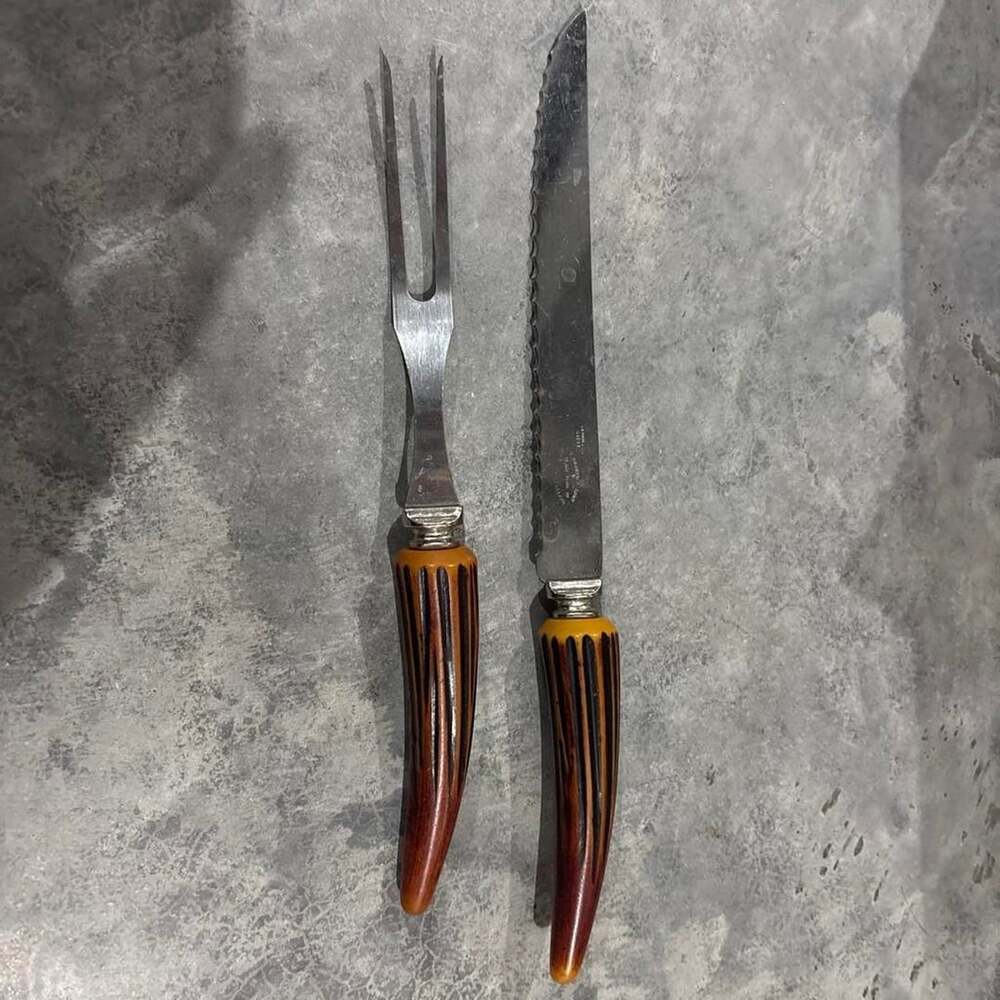 E. Parker & Sons Carving Knife and Fork Set Sheffield England